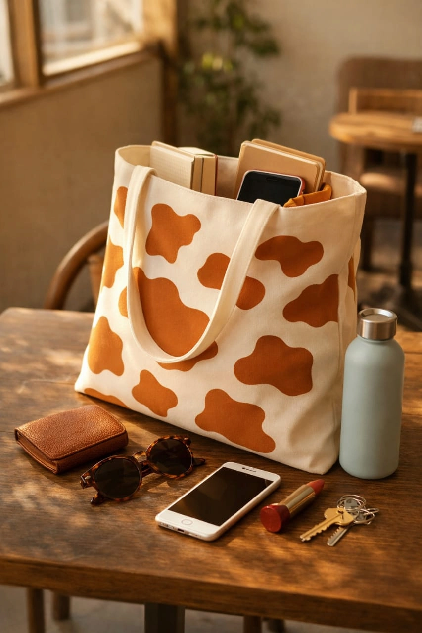 minimalist printed tote bag | aesthetic brown pattern canvas tote | reusable eco friendly shoulder bag for everyday use minimalist printed tote bag | aesthetic brown pattern canvas tote | reusable eco friendly shoulder bag for everyday use