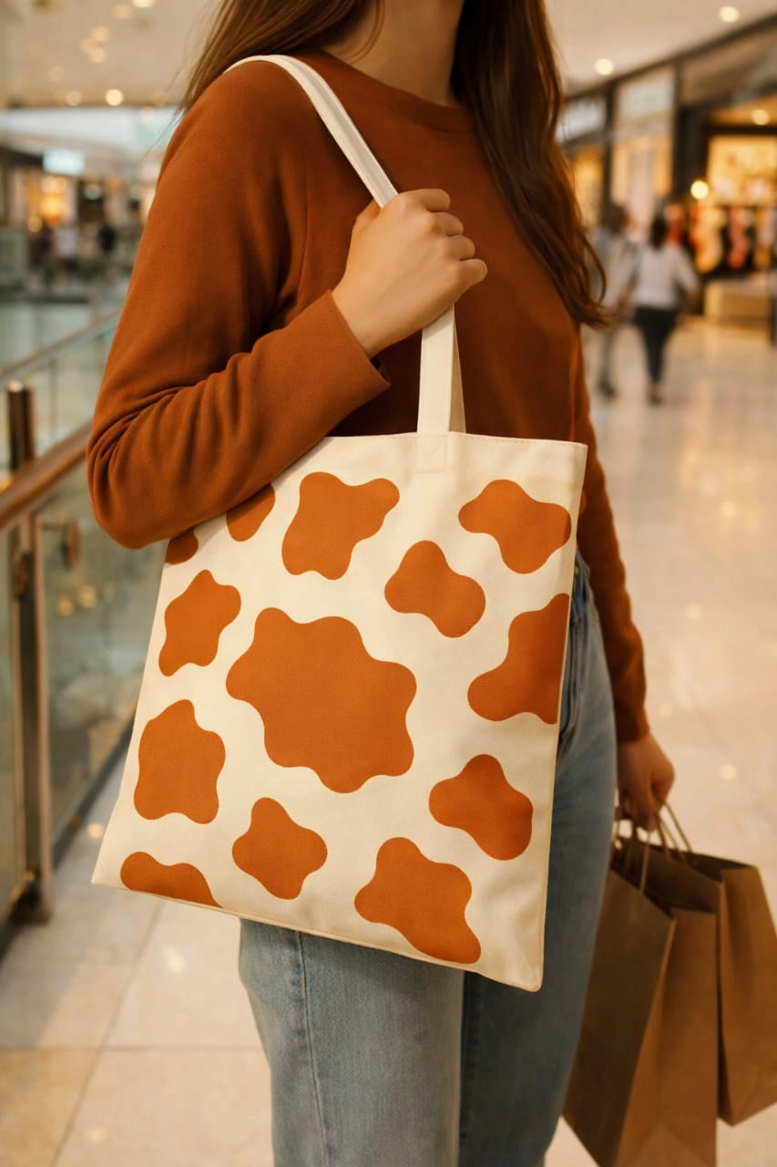 minimalist printed tote bag | aesthetic brown pattern canvas tote | reusable eco friendly shoulder bag for everyday use minimalist printed tote bag | aesthetic brown pattern canvas tote | reusable eco friendly shoulder bag for everyday use
